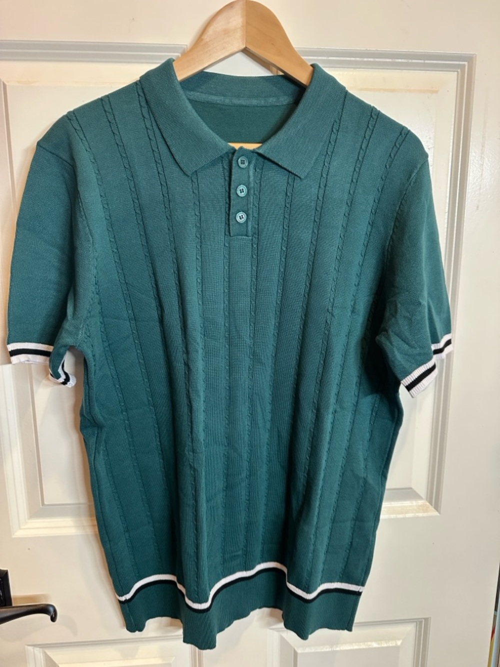 Men's Teal Short-Sleeve Sweater Knit Polo Shirt